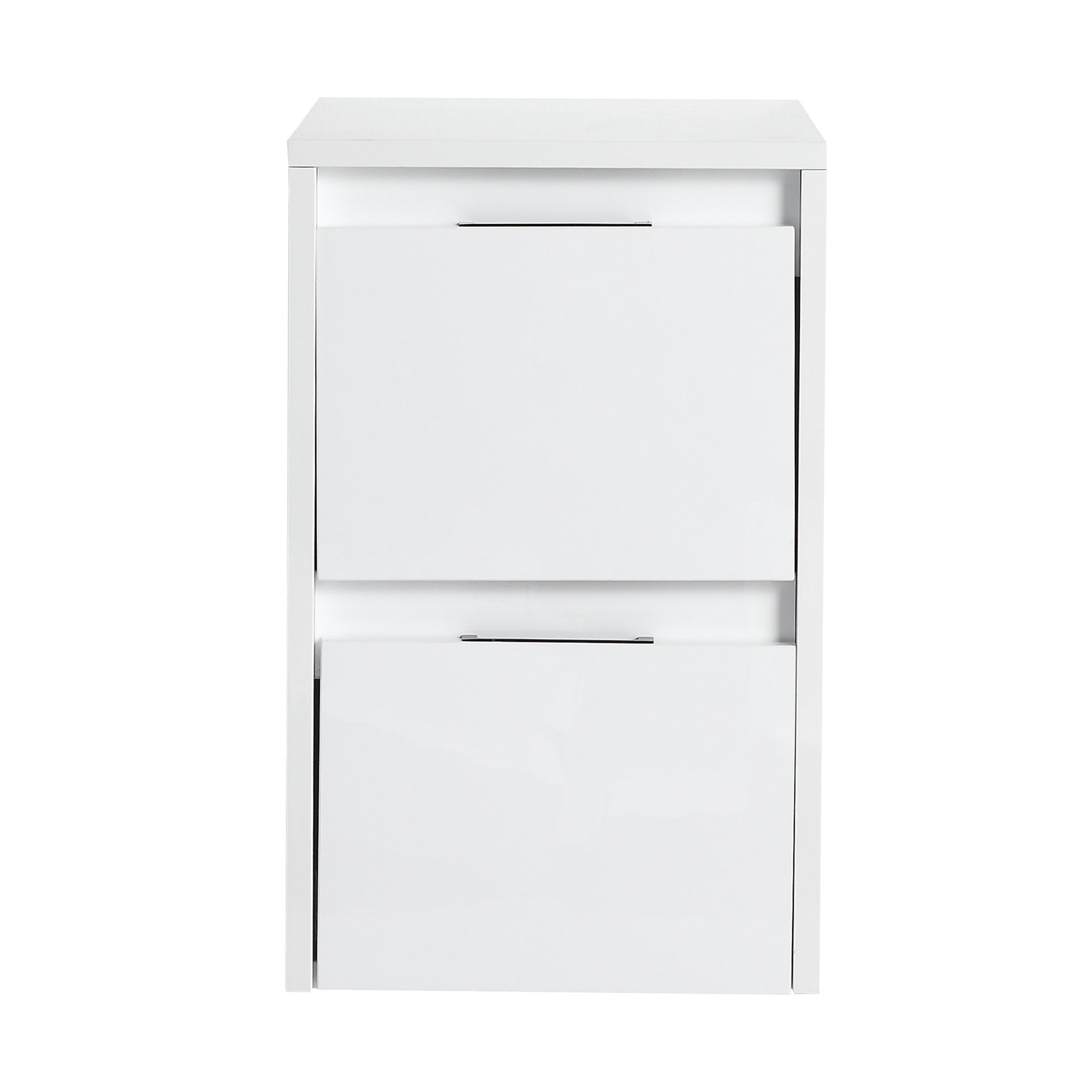12" Bathroom Side Cabinet, 2-Soft Close Drawer, Float Mounting Design, Glossy White,(KD-Packing)