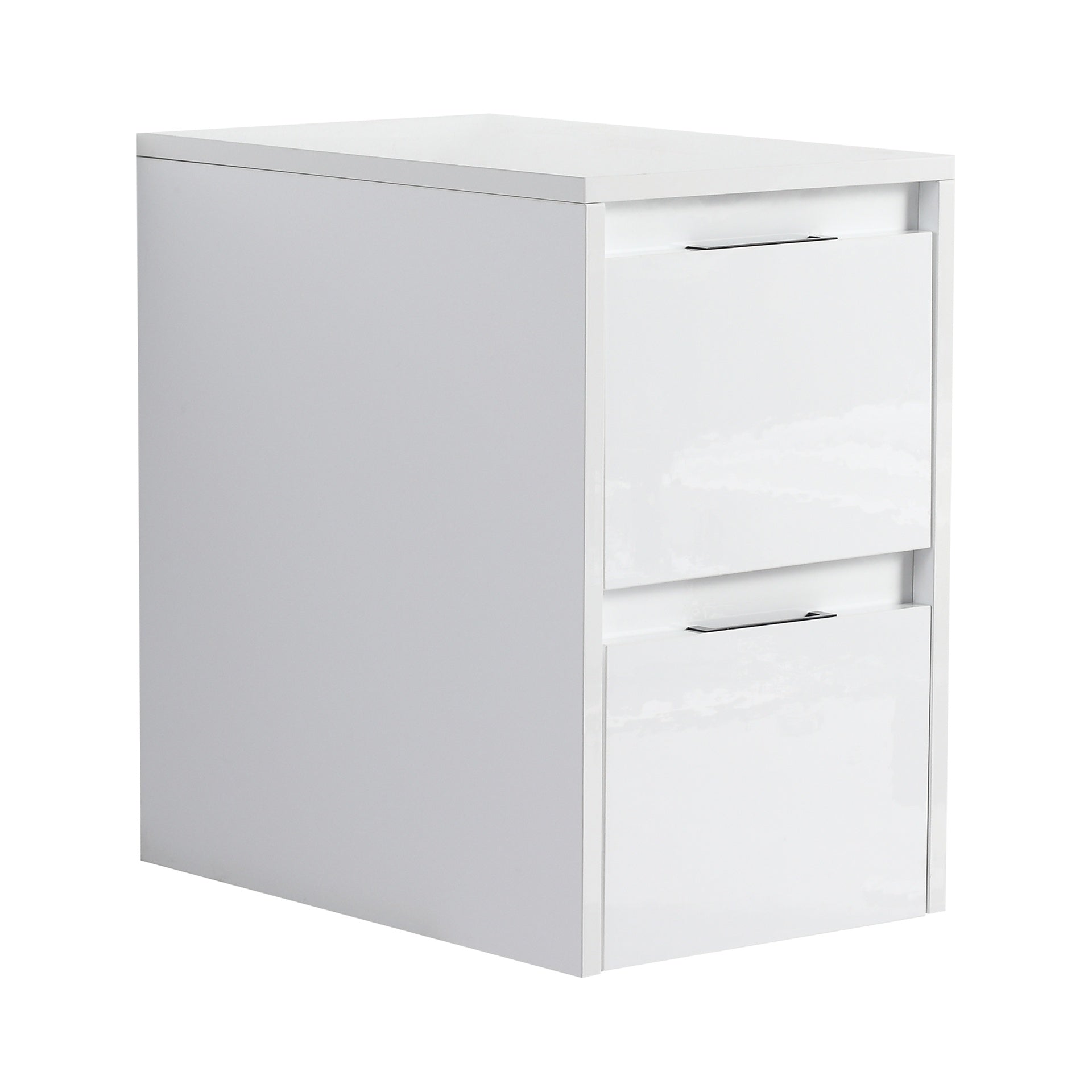 12" Bathroom Side Cabinet, 2-Soft Close Drawer, Float Mounting Design, Glossy White,(KD-Packing)