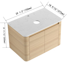 30'' Wall-Mounted Bathroom Vanity & 2-Soft-Close Door, KD-Packing, Plywood (Vanity Only, Excluding Sink)
