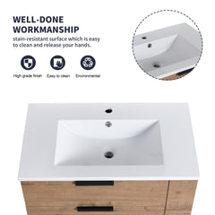 30 Inch Wall Mounting Bathroomg Vanity With Sink, Soft Close Drawer and Side Shelf-G-BVB01430IMO-GRB3020MOWH