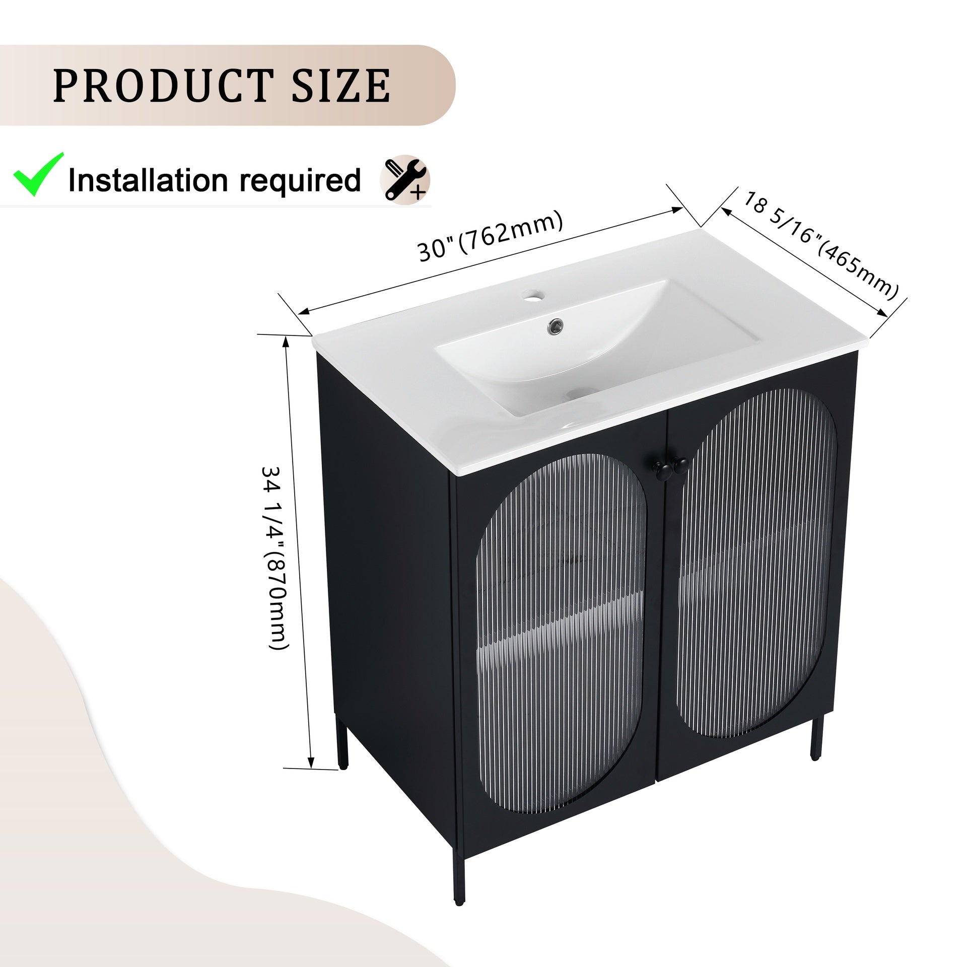 30 Inch Freestanding Bathroom Vanity With Ceramic SInk