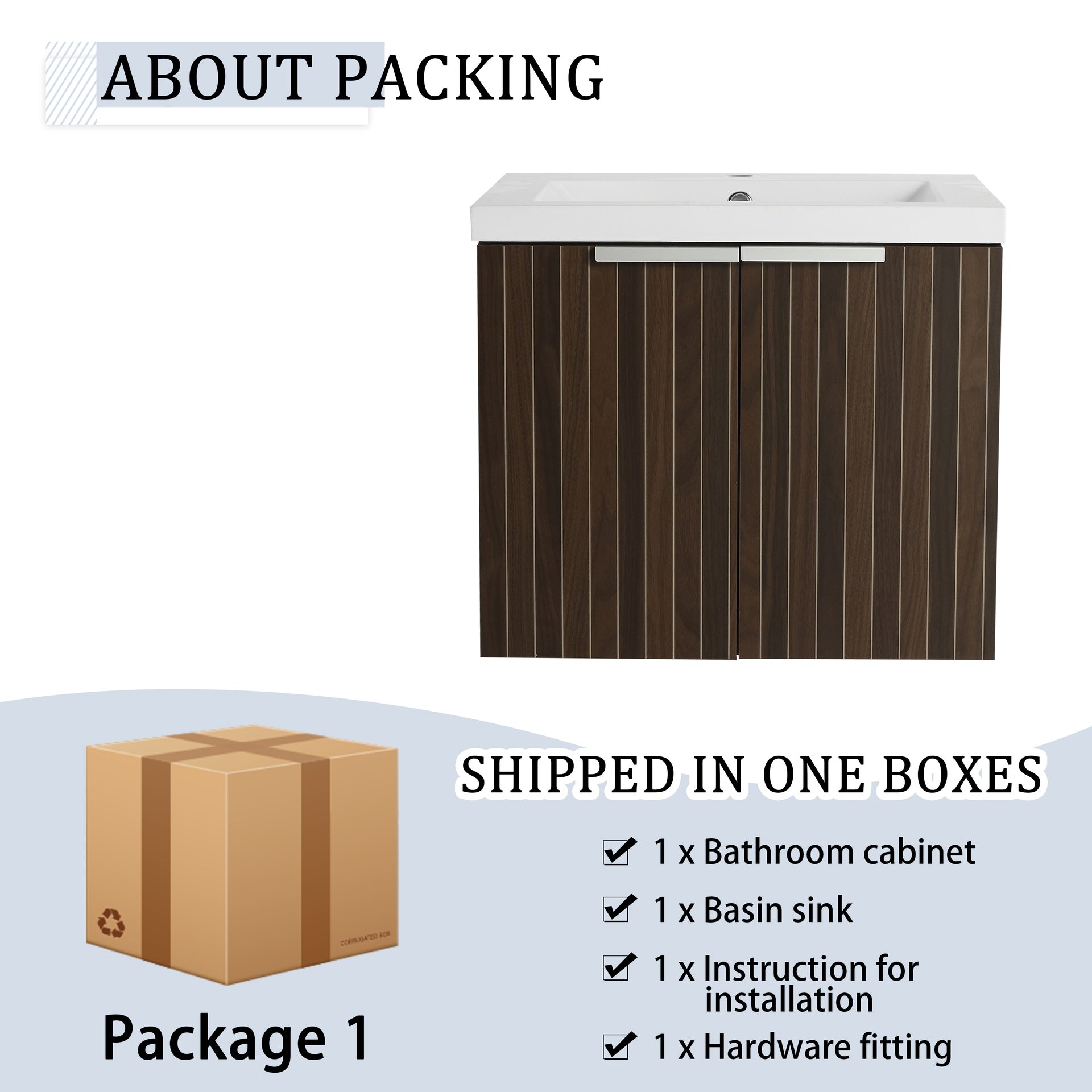 60 Inch Soft Close Doors Bathroom Vanity With Sink, A Small Storage Shelves, 24" and 12" Combination Cabinet,(KD-Packing)