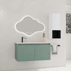 36" Floating Bathroom Vanity with Drop-Shaped Resin Sink and Side Cabinet & Soft Close Doors, 00212WHK-05836GGE Combination Cabinet(KD-Packing)