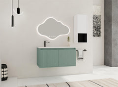 36" Floating Bathroom Vanity with Drop-Shaped Resin Sink and Side Cabinet & Soft Close Doors, 00212WHK-05836GGE Combination Cabinet(KD-Packing)