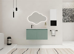 36" Floating Bathroom Vanity with Drop-Shaped Resin Sink and Side Cabinet & Soft Close Doors, 00212WHK-05836GGE Combination Cabinet(KD-Packing)