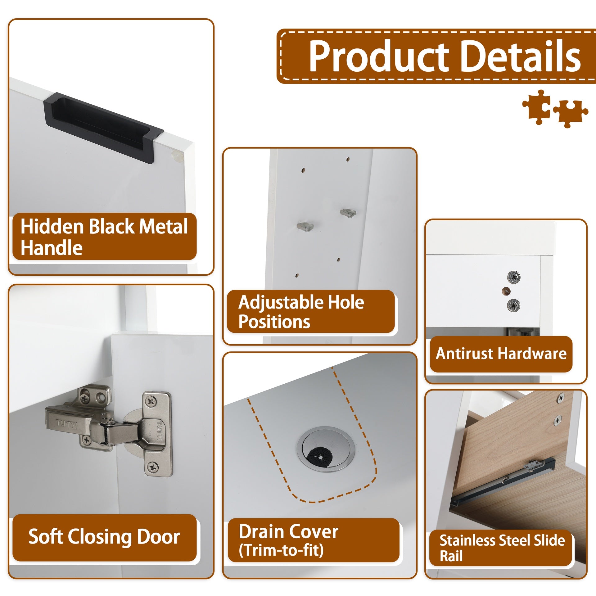 72" Freestanding Bathroom Vanity with Resin Sink Combination, 2-Storage Cabinet and 2-Wall Cabinet, Soft Closing Doors and Drawers, Glossy White, Plywood(KD-Packing)