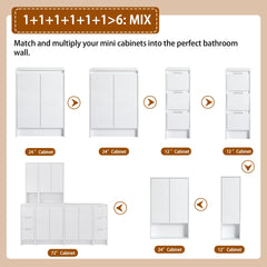 72" Freestanding Vanity Combination, 4-Storage Cabinet and 2-Wall Cabinet Combination, Soft Closing Doors and Drawers, Glossy White, Plywood(KD-Packing)