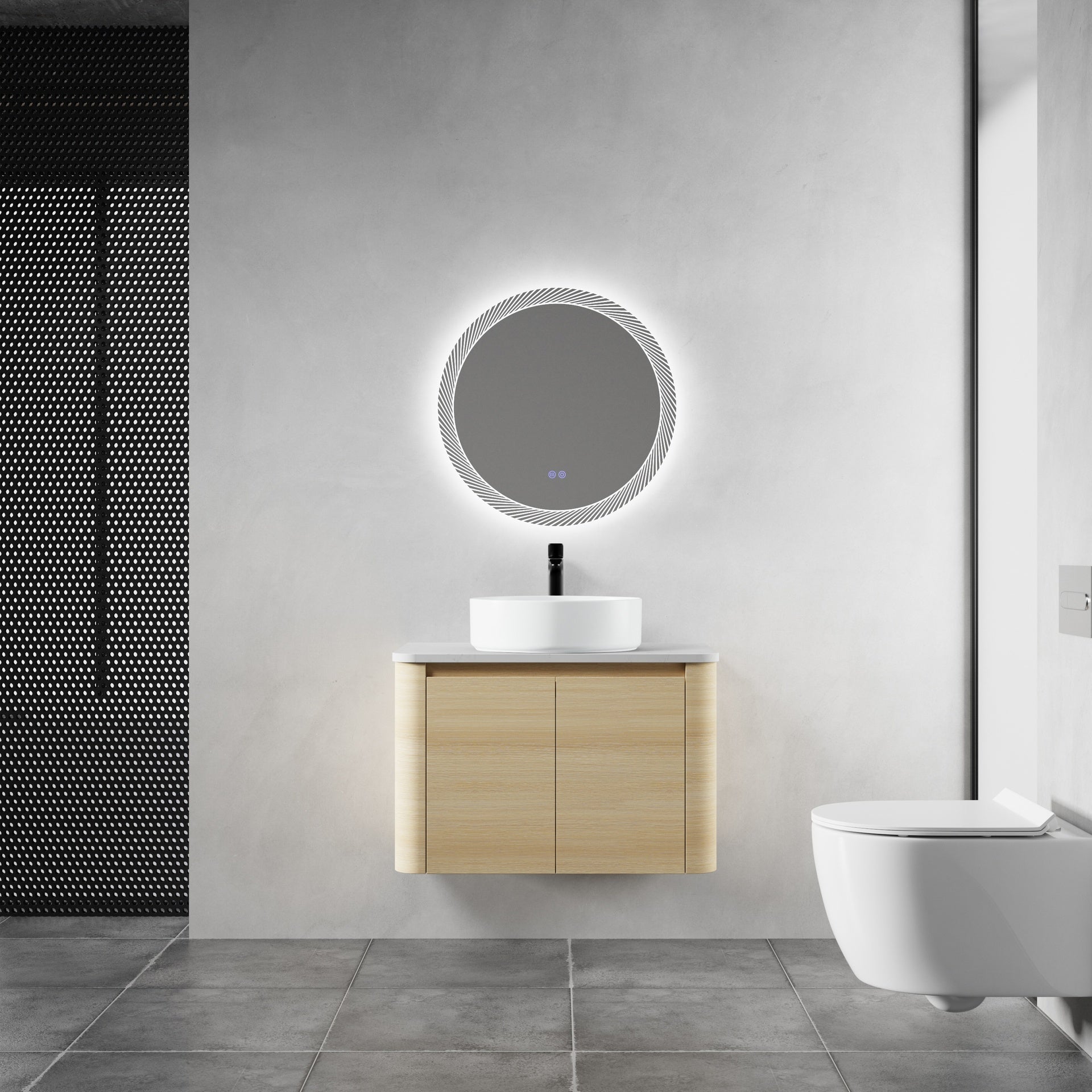 30'' Wall-Mounted Bathroom Vanity With Ceramic Art Sink & 2-Soft-Close Door, KD-Packing, Plywood