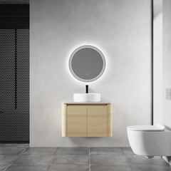 30'' Wall-Mounted Bathroom Vanity With Ceramic Art Sink & 2-Soft-Close Door, KD-Packing, Plywood