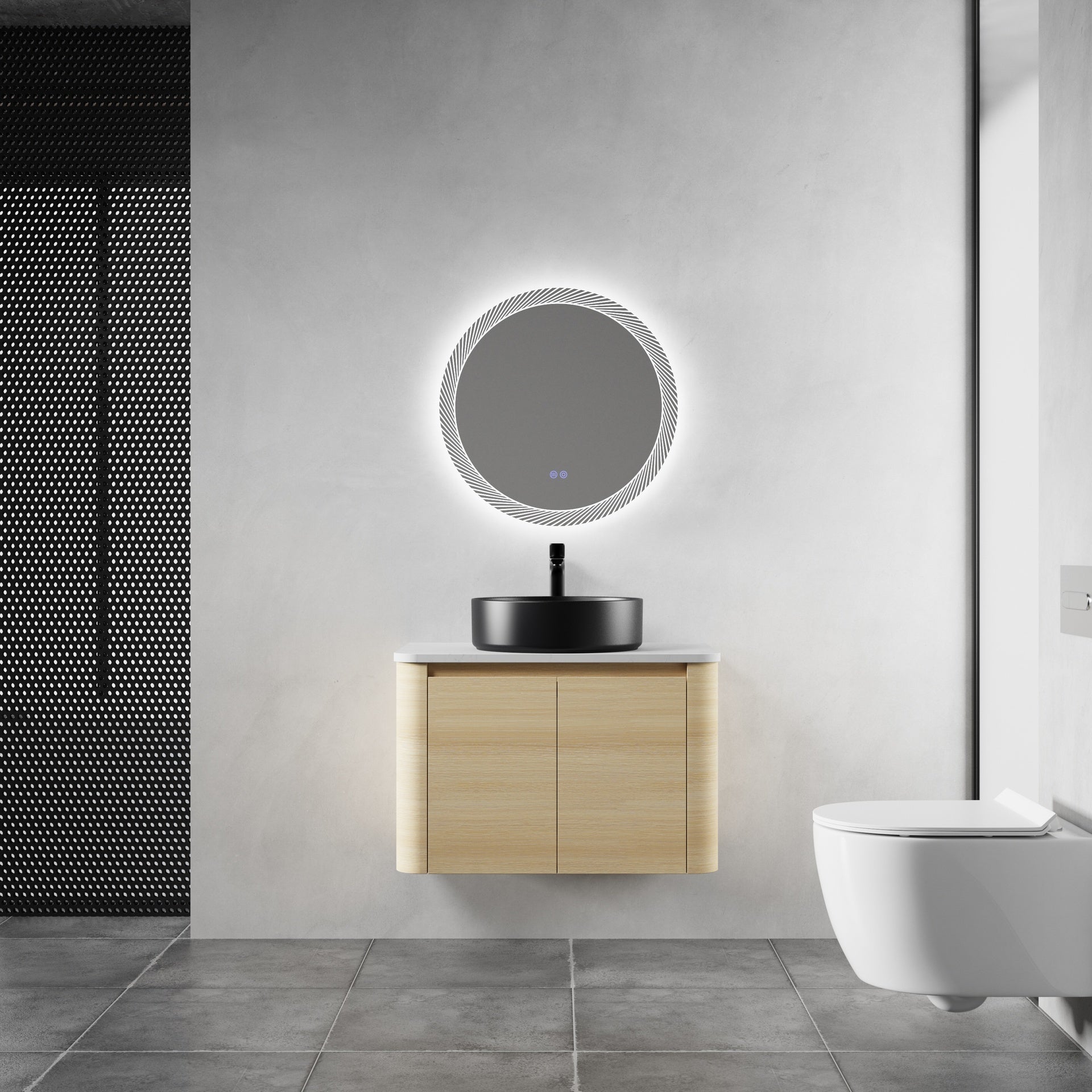30'' Wall-Mounted Bathroom Vanity With Ceramic Art Sink & 2-Soft-Close Door, KD-Packing, Plywood