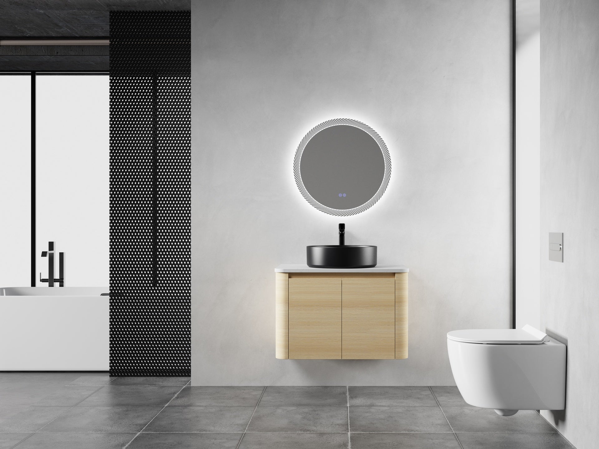 30'' Wall-Mounted Bathroom Vanity With Ceramic Art Sink & 2-Soft-Close Door, KD-Packing, Plywood