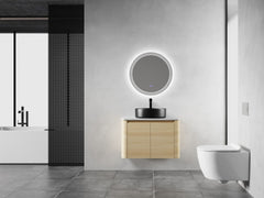 30'' Wall-Mounted Bathroom Vanity With Ceramic Art Sink & 2-Soft-Close Door, KD-Packing, Plywood