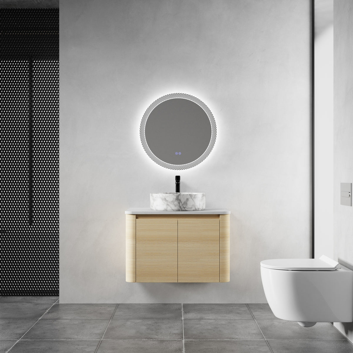 30'' Wall-Mounted Bathroom Vanity With Ceramic Art Sink & 2-Soft-Close Door, KD-Packing, Plywood