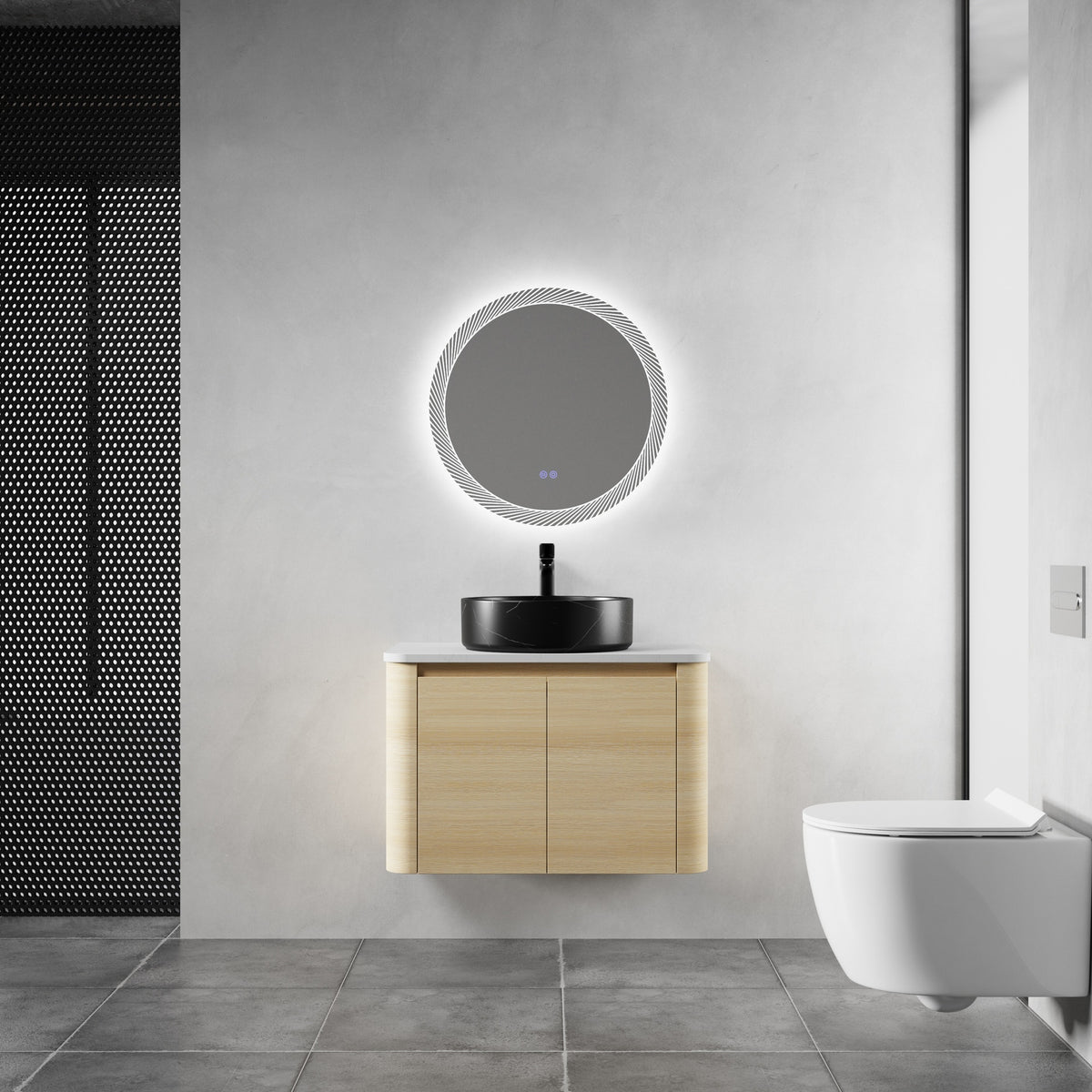 30'' Wall-Mounted Bathroom Vanity With Ceramic Art Sink & 2-Soft-Close Door, KD-Packing, Plywood