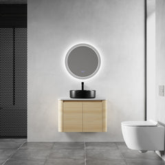 30'' Wall-Mounted Bathroom Vanity With Ceramic Art Sink & 2-Soft-Close Door, KD-Packing, Plywood