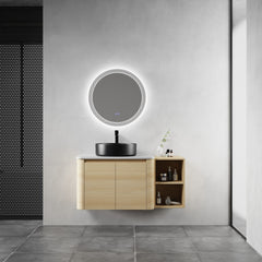 42'' Wall-Mounted Bathroom Vanity With Ceramic Art Sink, and 1-Storage Shelves, 2-Soft-Close Door, KD-Packing, Plywood