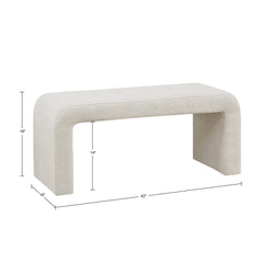 Boucle Waterfall Bench Cream 42"W