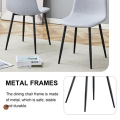 Comfortable Linen-Cotton Dining Chair Set - Six Pieces in Light Gray.Integrated Seat and Backrest,Linen-Cotton Material,Modern Home Matching.