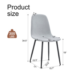 Comfortable Linen-Cotton Dining Chair Set - Six Pieces in Light Gray.Integrated Seat and Backrest,Linen-Cotton Material,Modern Home Matching.