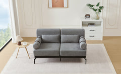 Modern Loveseat Sofa 59" Sofa Couch 2-Seater Sofa with Flexible USB Ports , Unique Cylindrical Armrests for Living Room, Grey