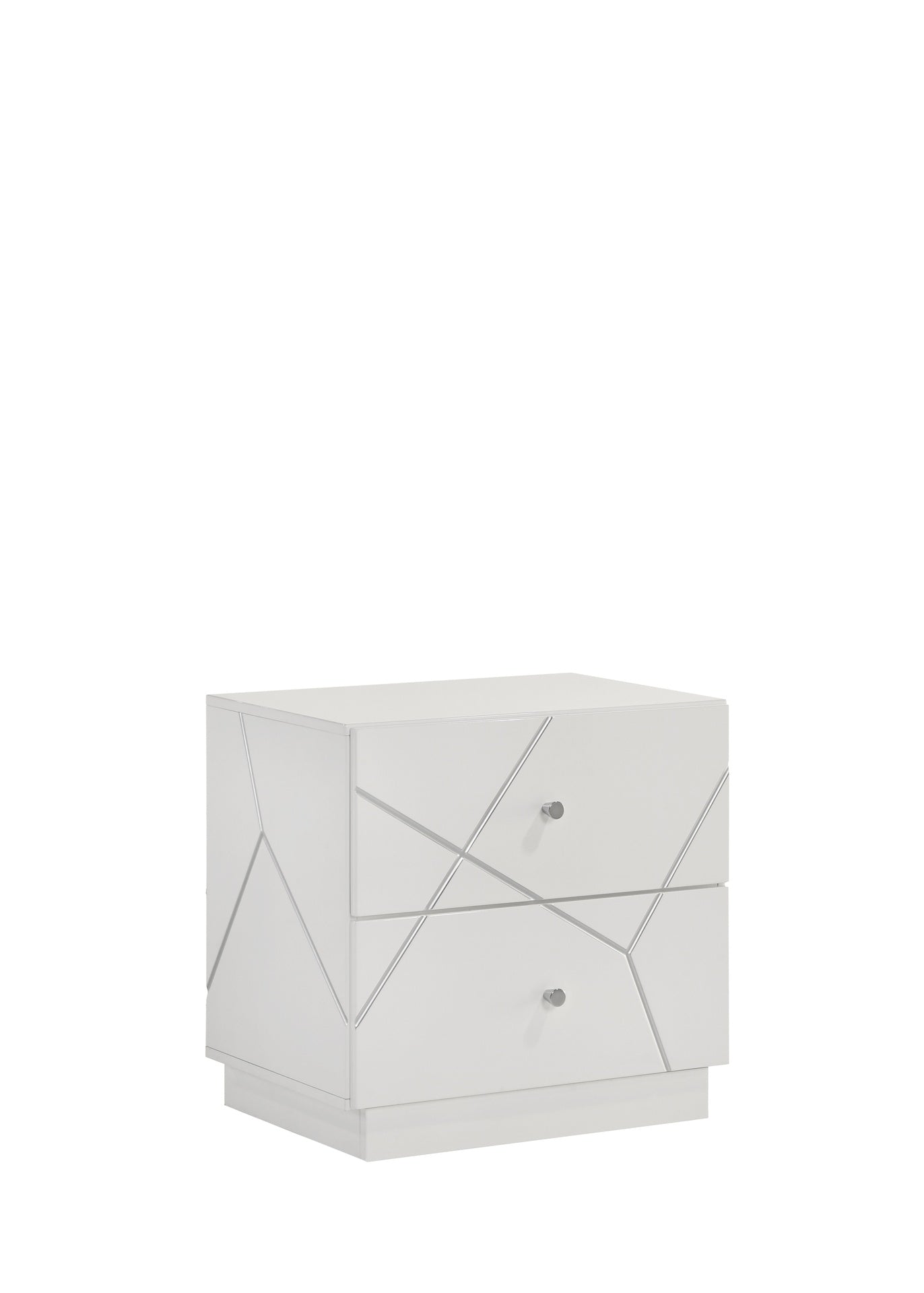 Manhattan Nightstand – Lacquer Finish with Geometric Design and Velvet-Lined Drawers for Modern Bedrooms  same as B009P309295 (CA inventory)