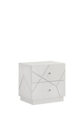 Manhattan Nightstand – Lacquer Finish with Geometric Design and Velvet-Lined Drawers for Modern Bedrooms  same as B009P309295 (CA inventory)