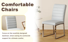 6piece PU Padded Dining Chair Set with 47.2 in Round Roman Column Table, Storage Included, Suitable for Restaurants/Wooden color