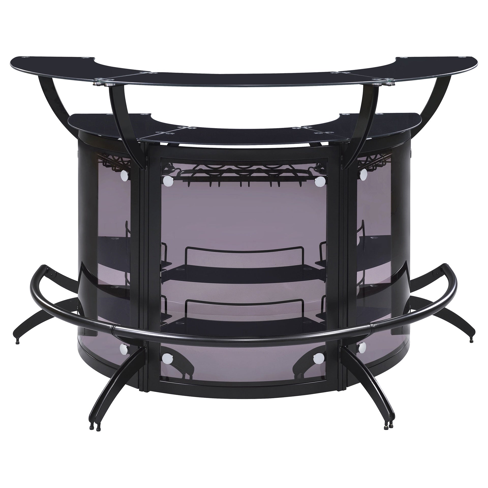 Elaina Black 3-piece Curved Freestanding Home Bar