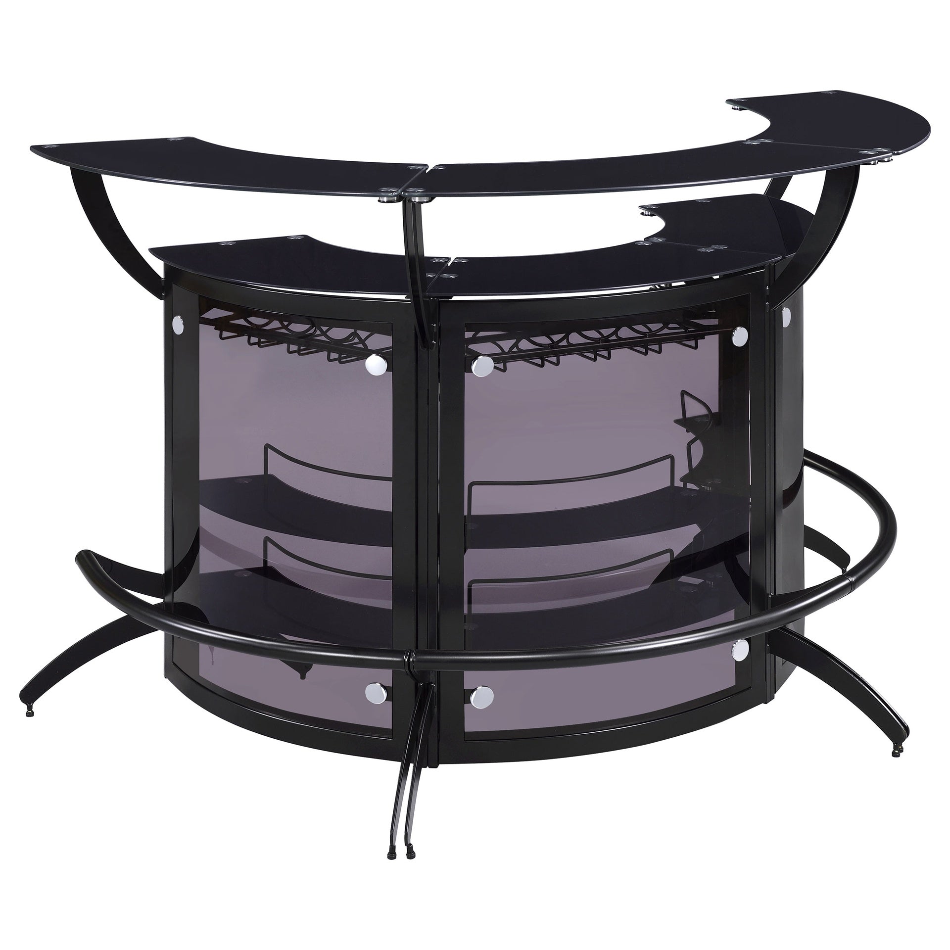 Elaina Black 3-piece Curved Freestanding Home Bar