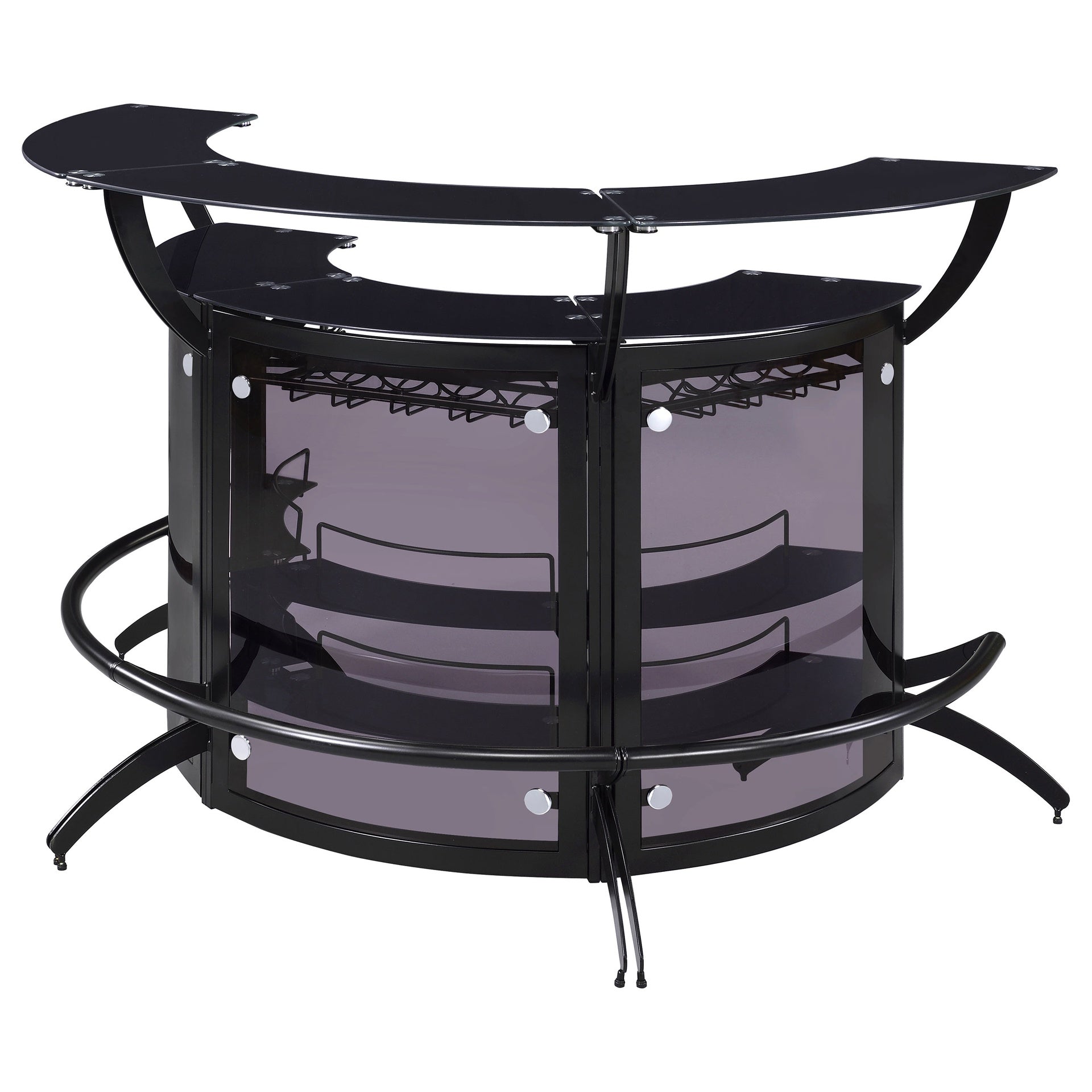 Elaina Black 3-piece Curved Freestanding Home Bar