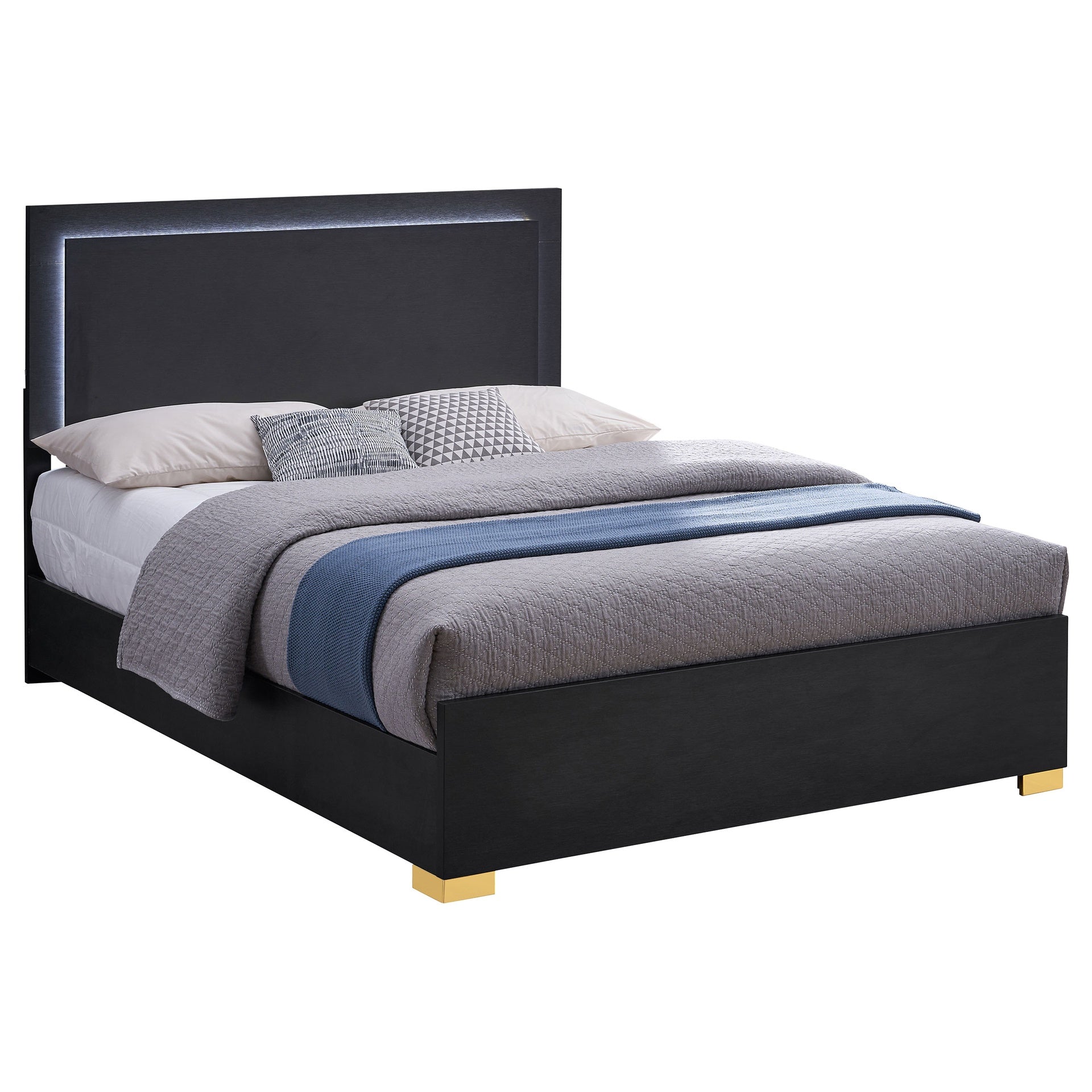 Medici Black Eastern King LED Headboard Bed