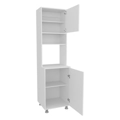 White Kitchen Pantry with Open Storage and 2 Doors