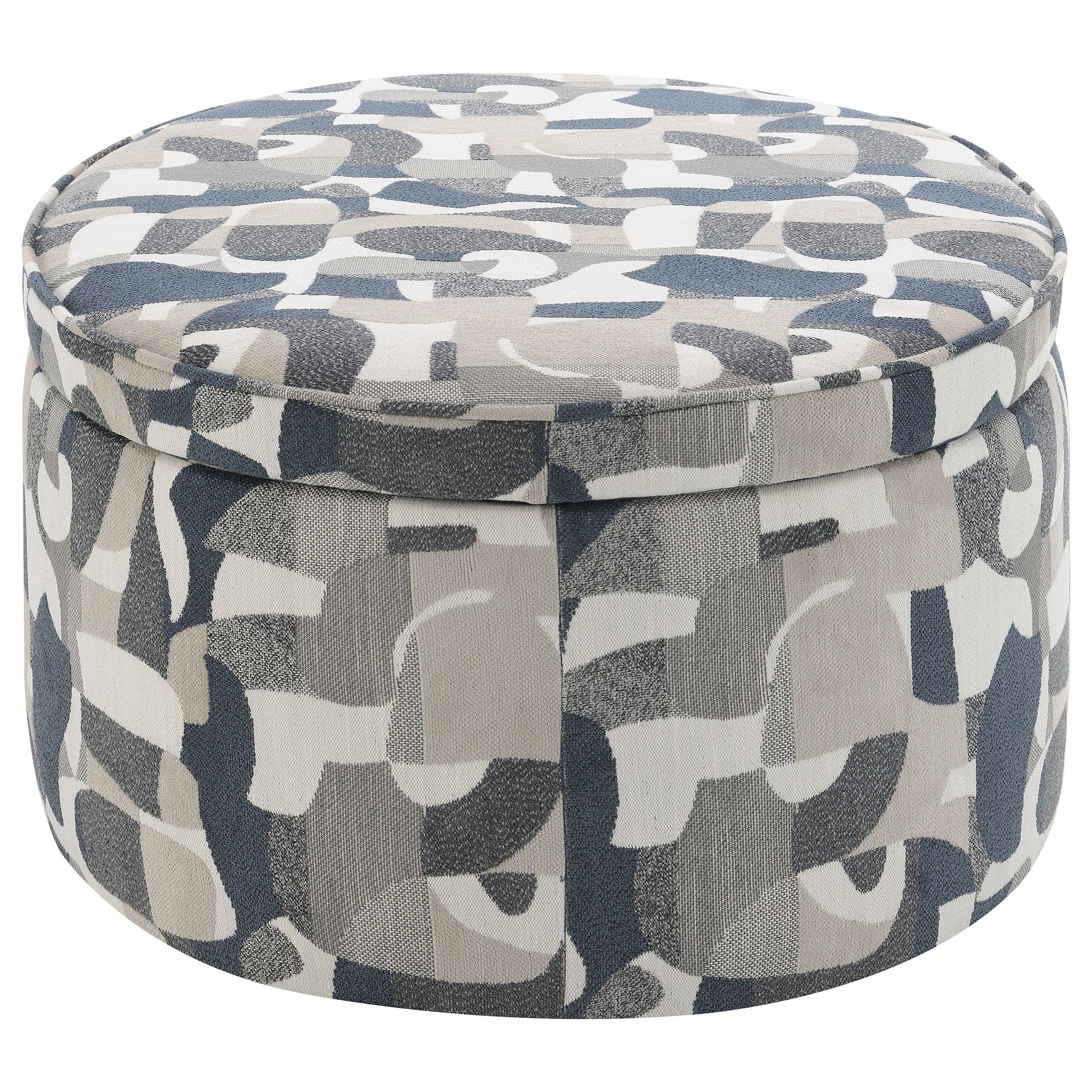 St. Helena Indigo Blue Oval Upholstered Storage Ottoman