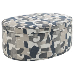 St. Helena Indigo Blue Oval Upholstered Storage Ottoman