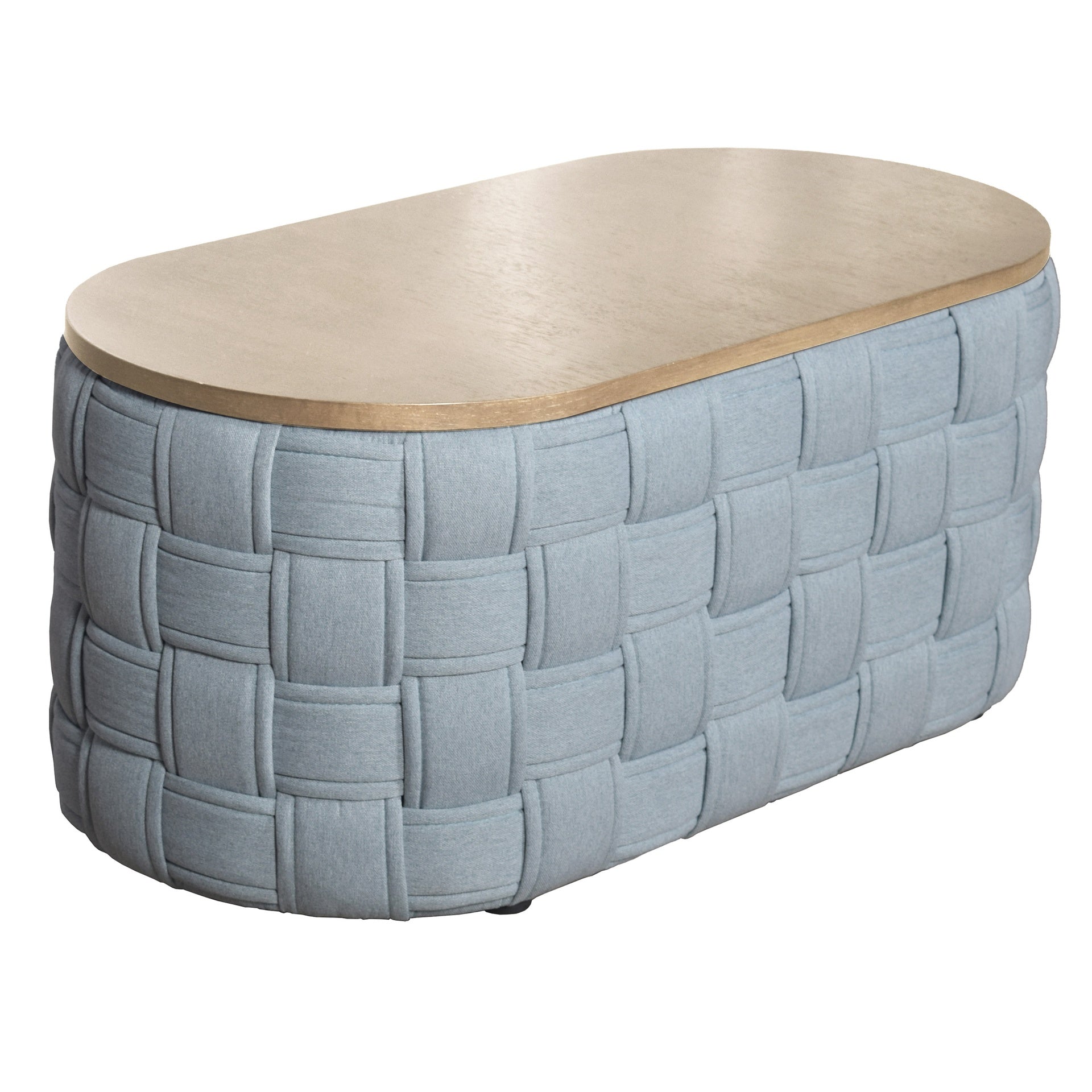 Light Teal Coffee Table with Knitting Texture Base