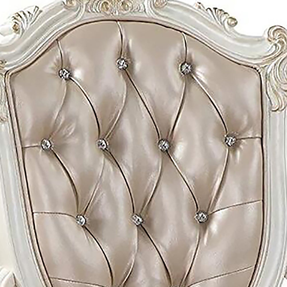 Rose Gold and Pearl White Tufted Arm Chair (Set of 2)