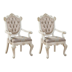 Rose Gold and Pearl White Tufted Arm Chair (Set of 2)