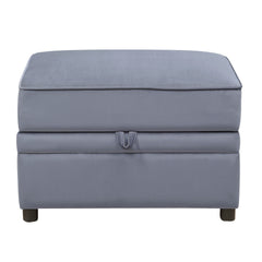 Grey Rectangle Storage Ottoman