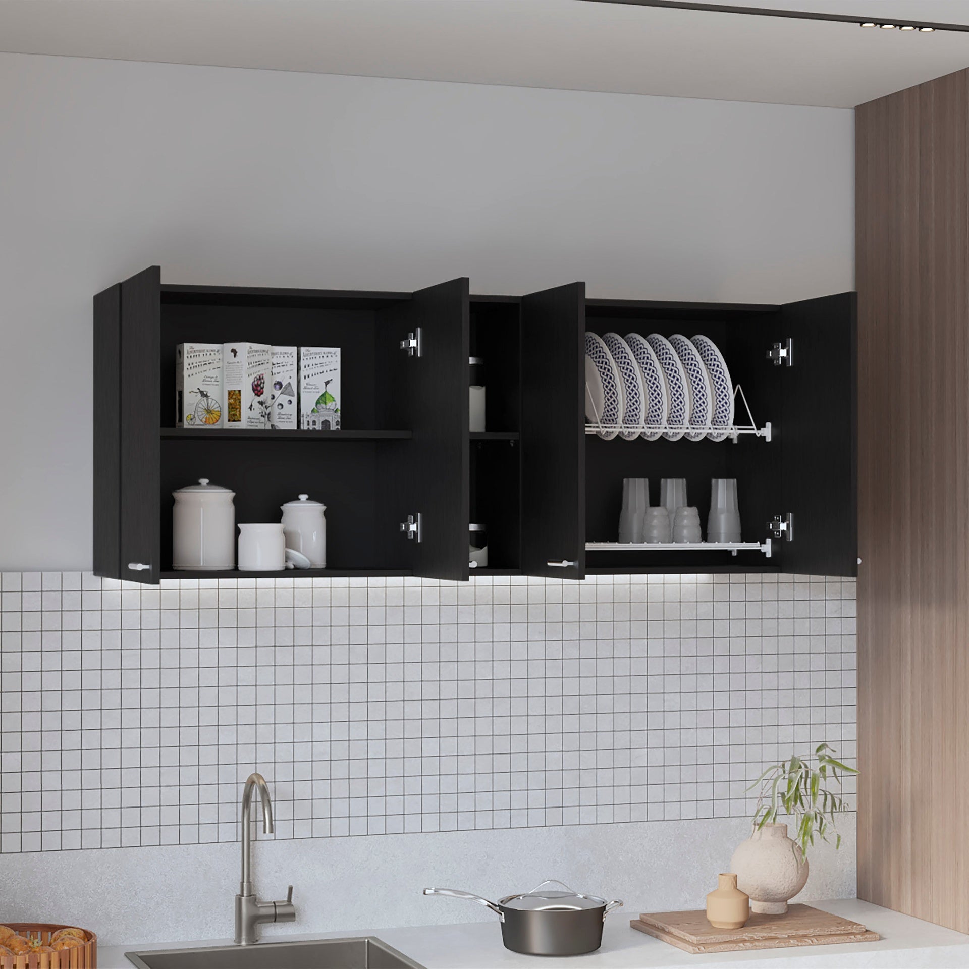 59-inch Four Swing Doors Wall Cabinet Wenge