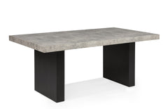 7pc Dining Set Weathered Gray Rectangular Table Dark-finished Base Upholstered Chair Wooden Dining Room Furniture