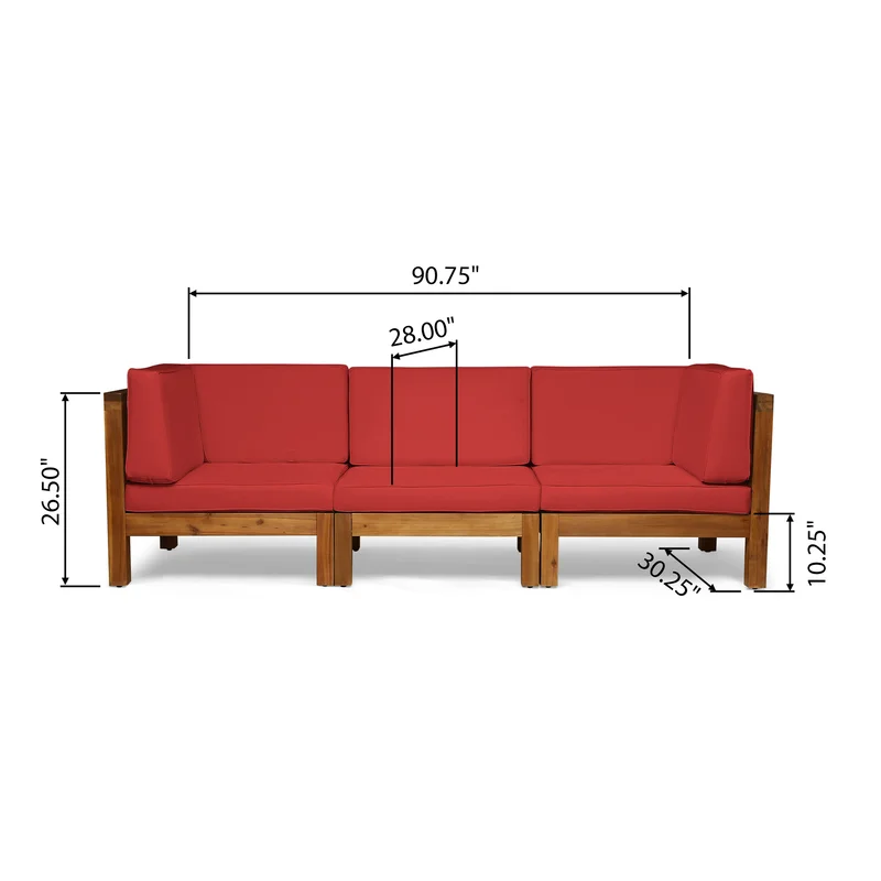 OANA - 3-PIECE SOFA SET, RED