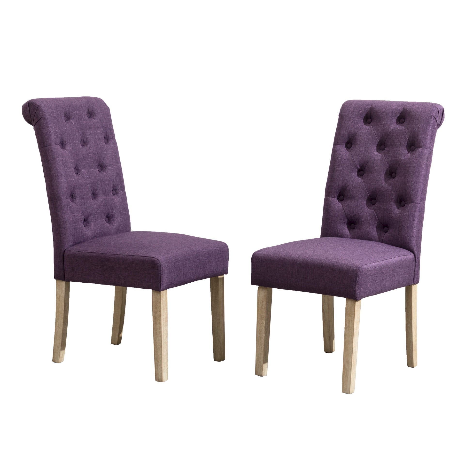 Amonia 7-piece Dining Set, Turned-Leg Dining Table with 6 Tufted Chairs