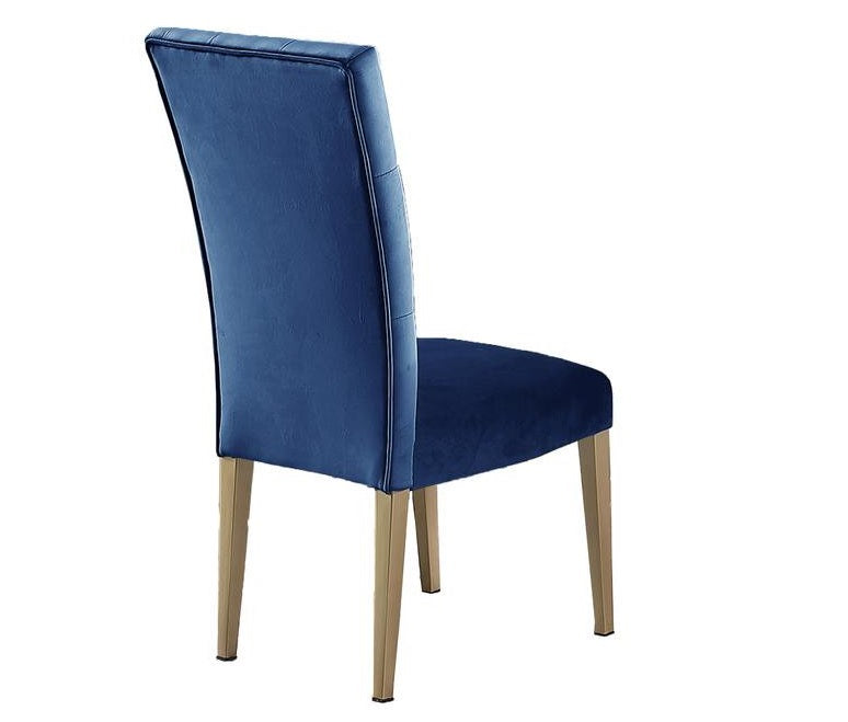 Velvet Tufted Dining Chair Set of 2, Upholstered Kitchen Side Chair Set, Blue