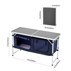 Camping Kitchen Table Folding Portable Cook Station 3 Adjustable Height Aluminum