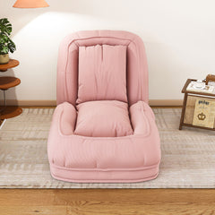 Upholstered  Human Dog Bed for Adults and Pets, Foldable Lazy Sofa Bed with 5 Adjustable Position, Includes 2 Soft Pillows for Bedroom, Living Room, Reading Corner(Pink)