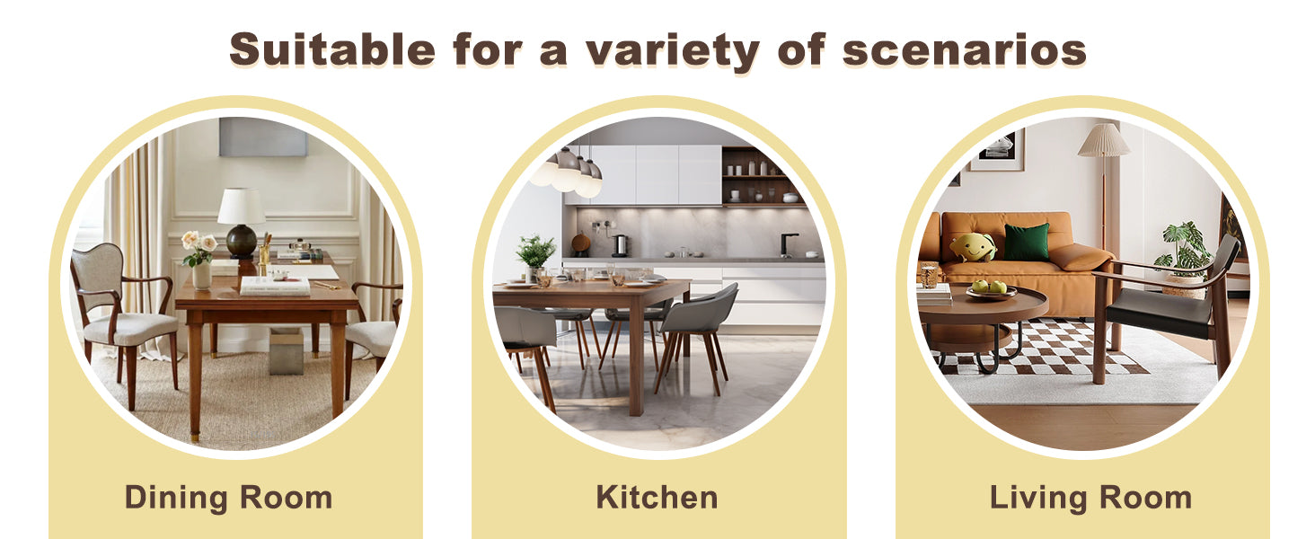 2piece PU Padded Dining Chair Set with 47.2 in Round Roman Column Table, Storage Included, Suitable for Restaurants/Wooden color