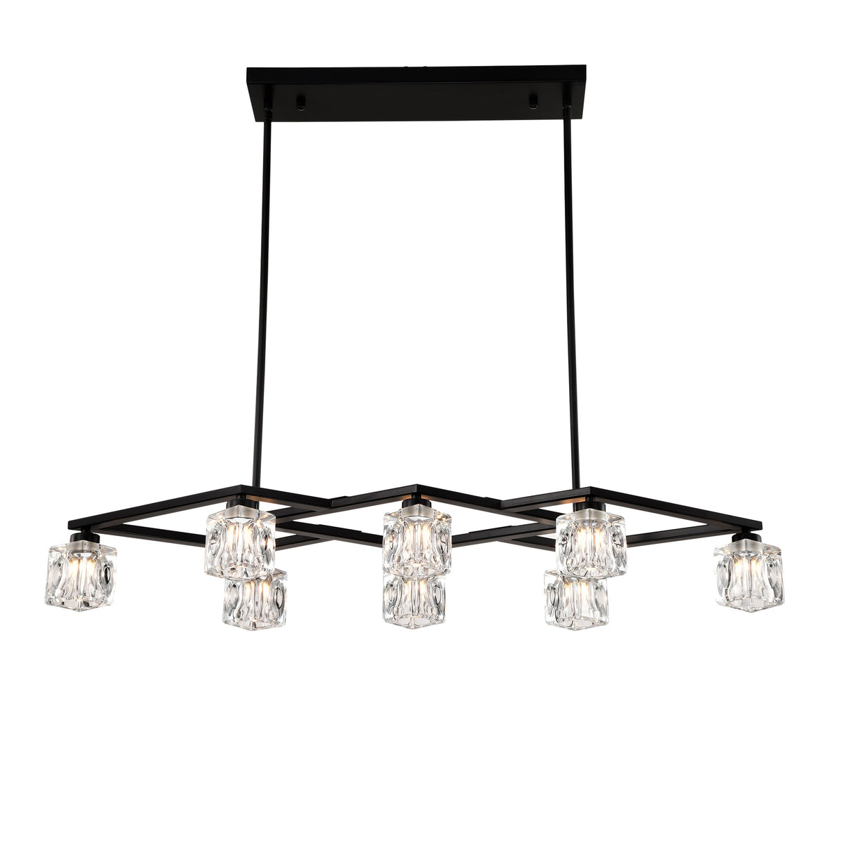 Matte Black Crystal  Chandelier for Dining Room, 8-Light Kitchen Chandelier Light Fixture Modern Metal Industrial  Chandeliers for Farmhouse Entryway Living Room (8*G9 Bulbs Included)