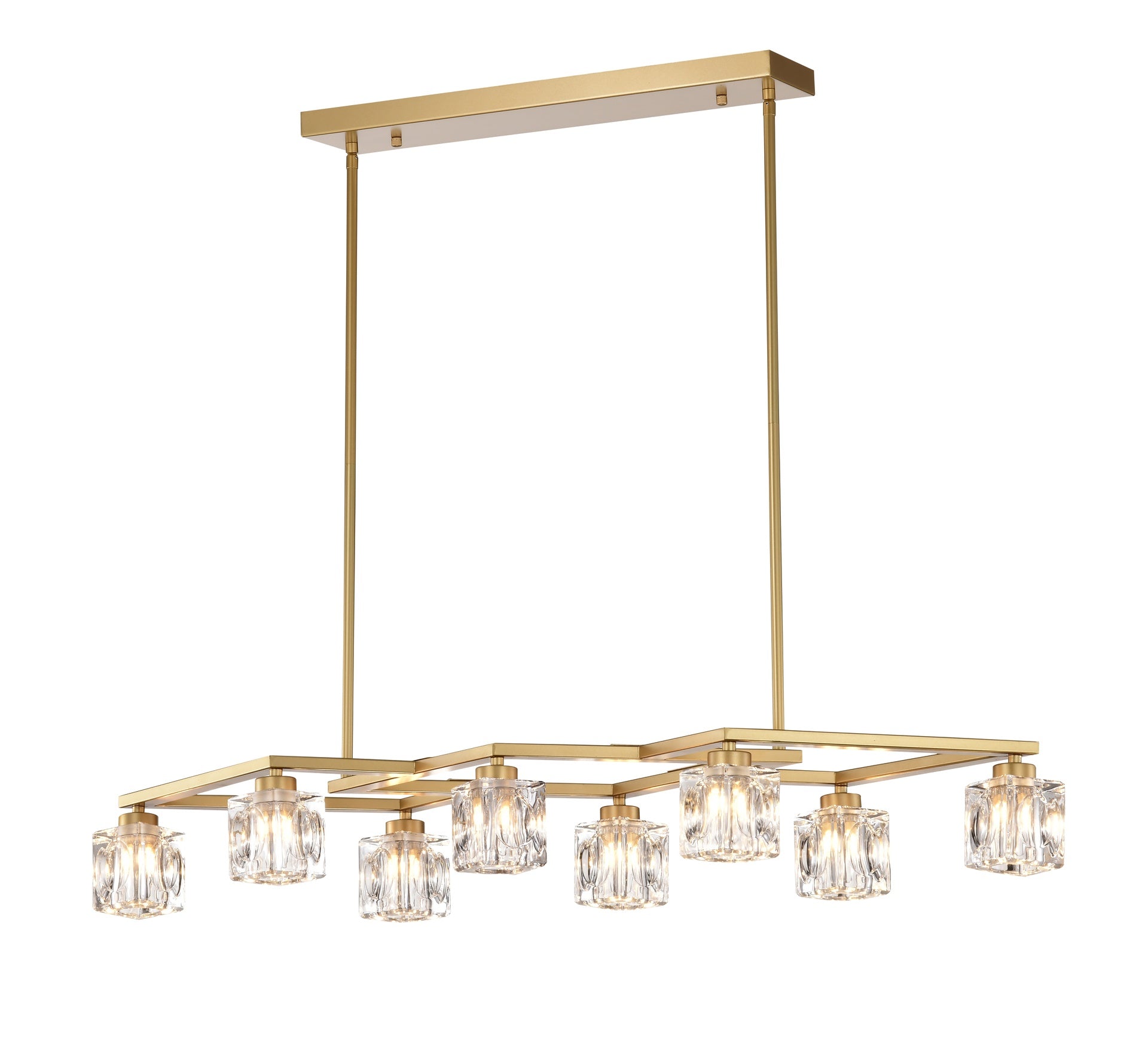 Crystal  Chandelier for Dining Room, 8-Light Kitchen Chandelier Light Fixture Modern Metal Industrial  Chandeliers for Farmhouse Entryway Living Room--Matte Gold (8*G9 Bulbs Included)