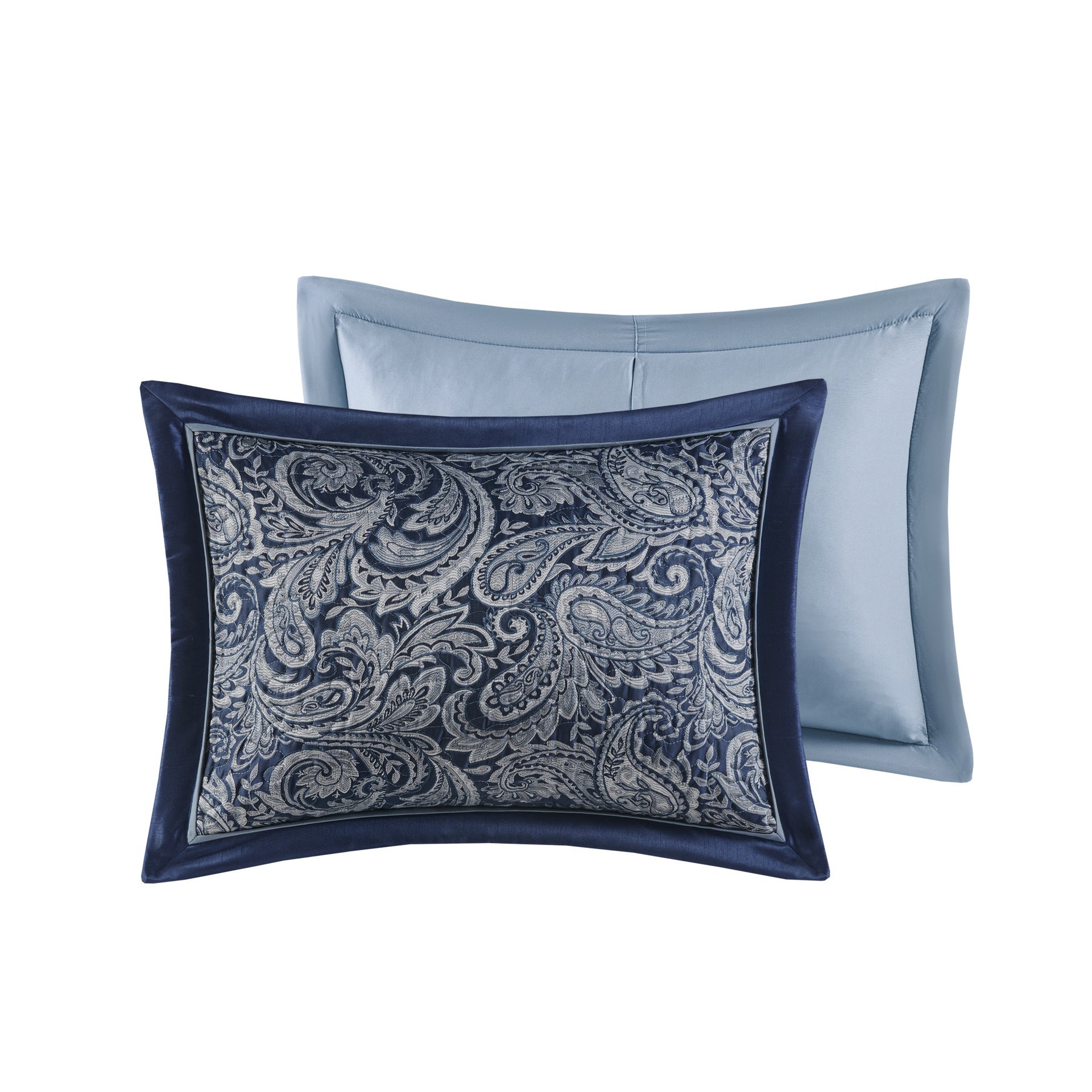 5 Piece Jacquard Bedspread Set with Throw Pillows Navy King