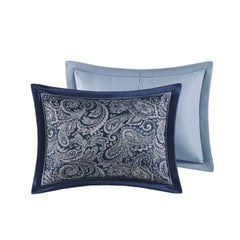 5 Piece Jacquard Bedspread Set with Throw Pillows Navy King
